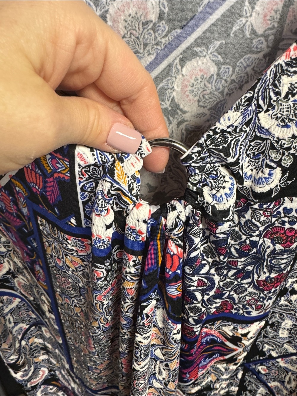 Ruby Rd. Navy Multi-Print V-Neck Patchwork Tunic - Picture 3 of 6